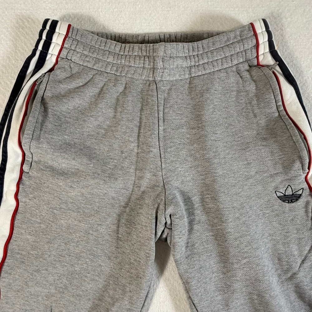 Adidas Sweatpants Mens Medium Originals Trefoil Side Stripe Joggers Gray